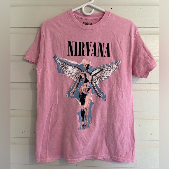 NIRVANA Pink Graphic T-Shirt - Picture 1 of 4